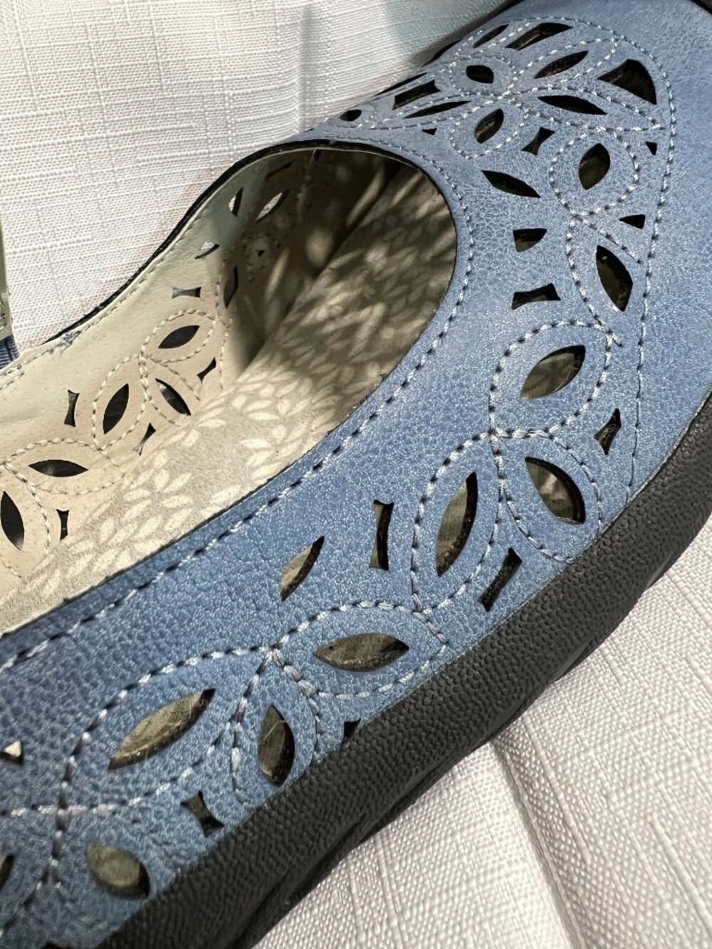 JBU Jambu Bellerose Encore Blue Laser Cut Mary Jane Comfort Flats Shoes 10M - Picture 9 of 12